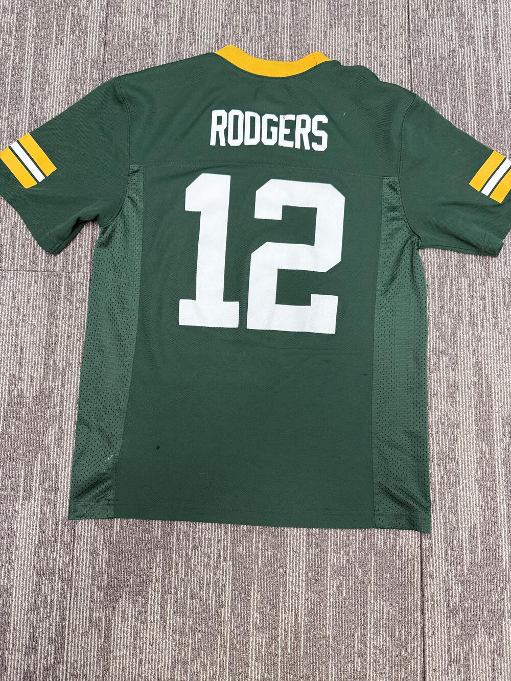 Green Bay Packers Jersey Shirt Youth Large Green Gold NFL Football Rodgers 12